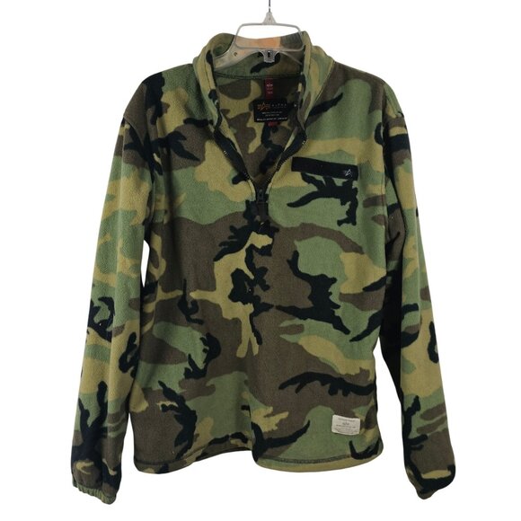 Mens Winter Outdoor Warm Soft Cozy Fleece Green Brown Camo Cowl Neck Sweater S - Picture 2 of 15